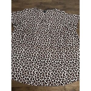 Torrid Plus Size Cheetah Leopard Blouse Short Sleeve Cross Cross Neckline 3 3X